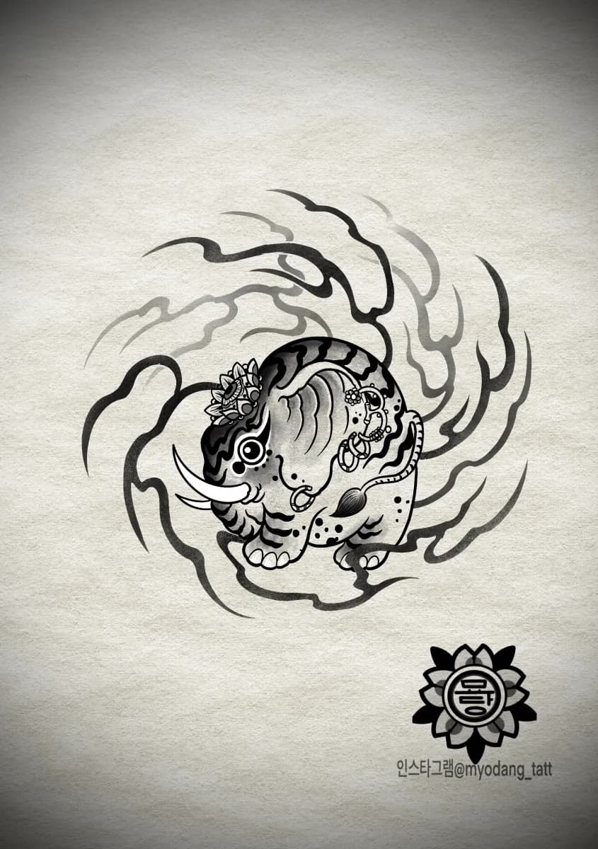 묘당 타투 코끼리 - 1