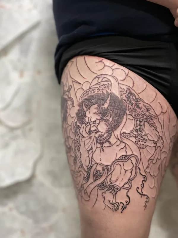 이레즈미) 풍신 뇌신 반바지 라인작업