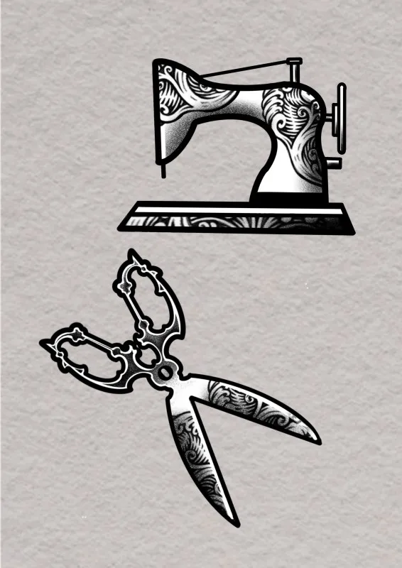 재봉틀 가위타투