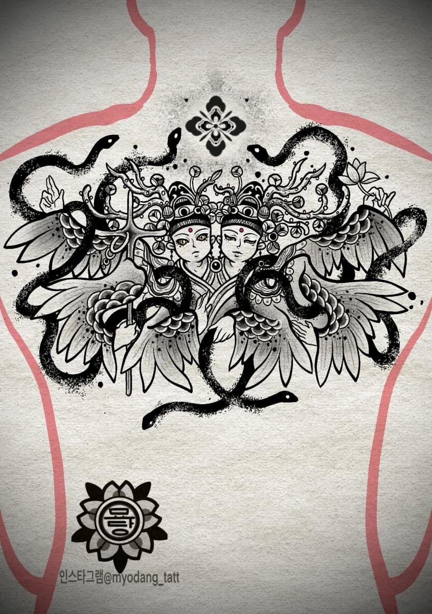 묘당 타투 등 반판 - 1