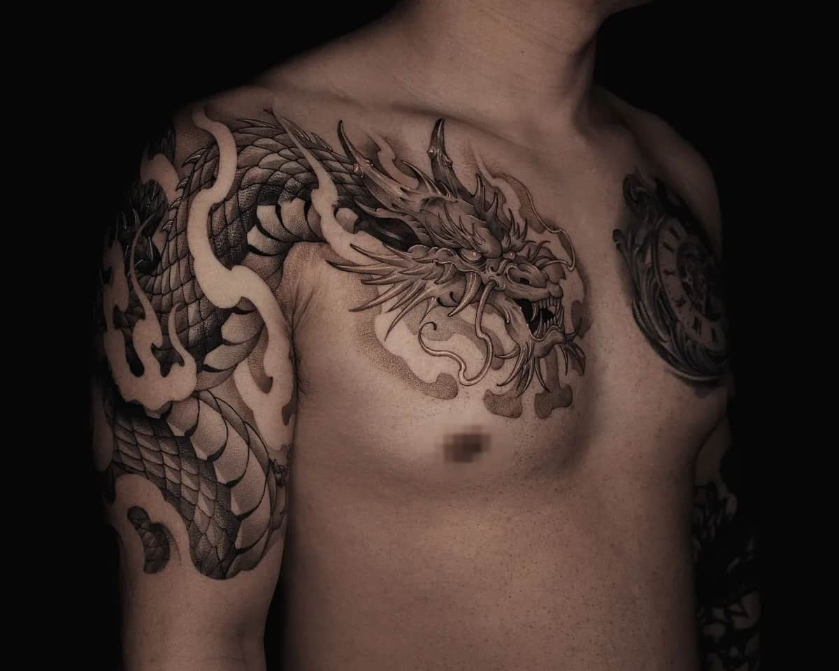 용 블랙워크 가슴반팔 타투