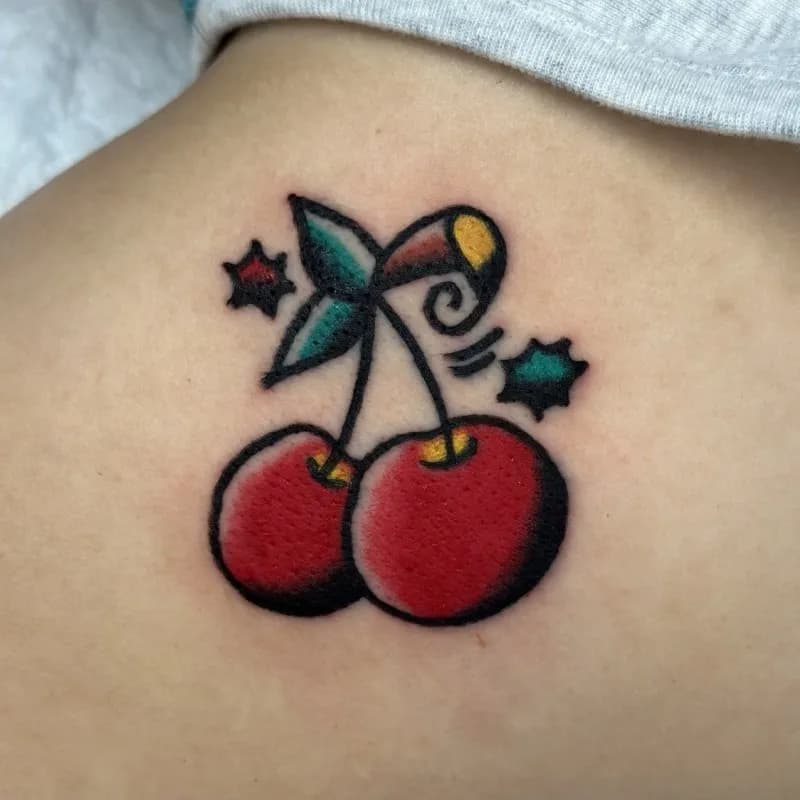 올드스쿨 체리 타투 - 1