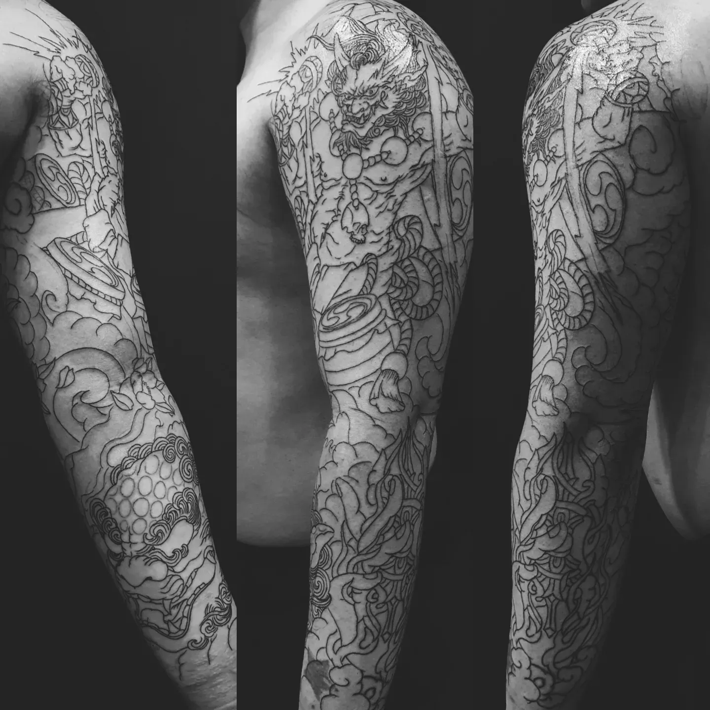 뇌신,해태 타투 이레즈미 긴팔타투 라인작업 목포타투 - 1