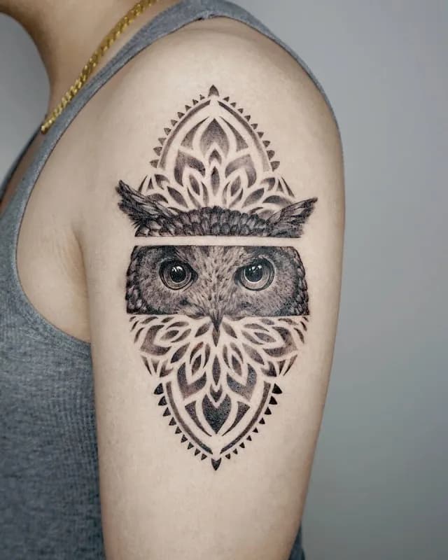 부엉이와 만다라 타투