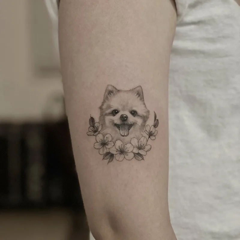 포메라니안 반려견타투와 탄생화🧡