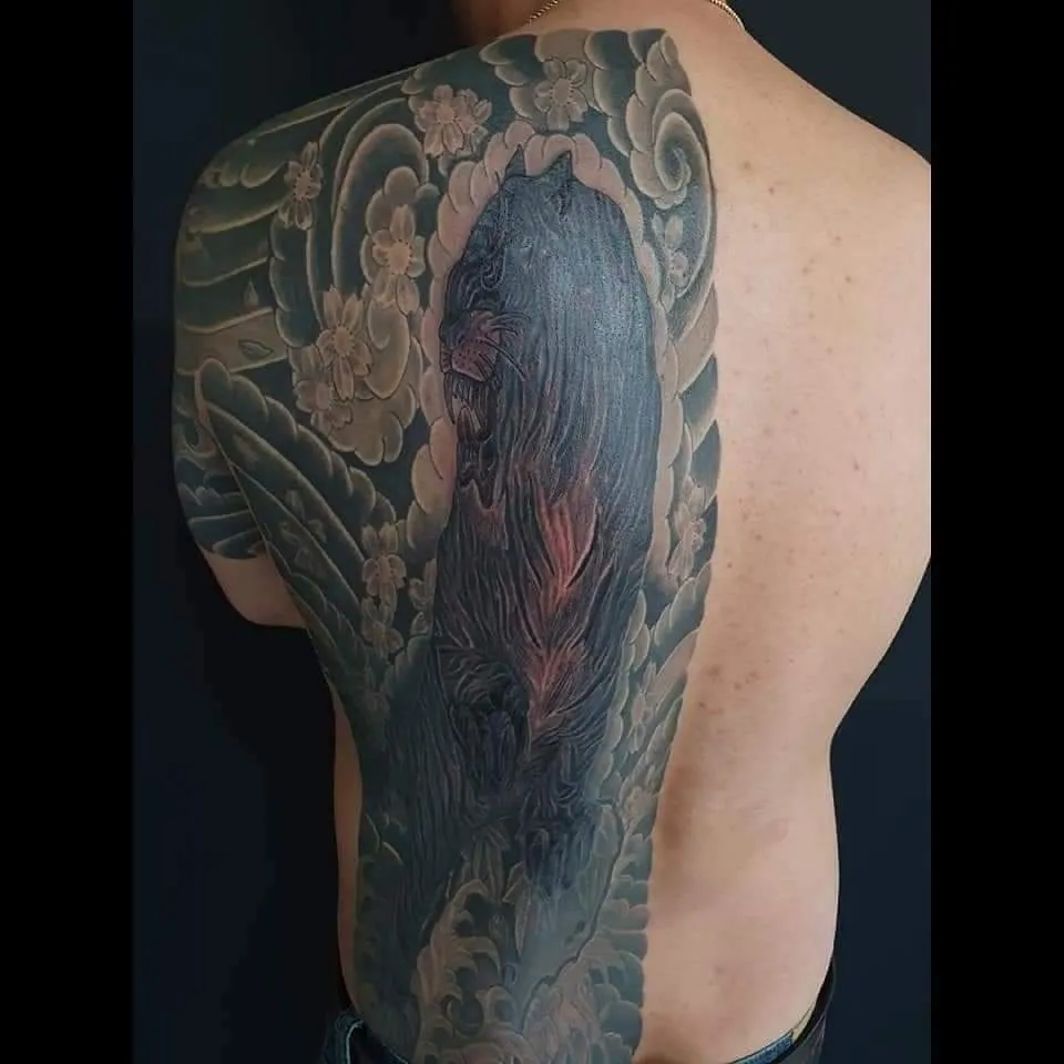 목포타투 TS타투 등판타투 호랑이타투 등판작업 - 1