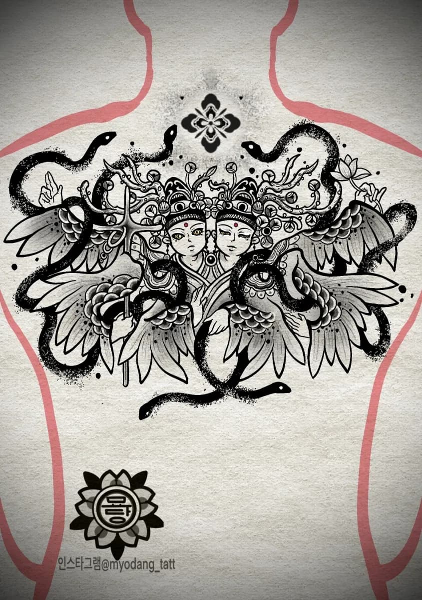 묘당 타투 등 반판 - 1