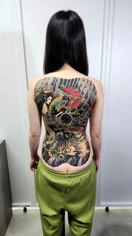 대구미인도타투, 여자미인도등판, 대구여자이레즈미, 여자호랑이타투, 대구이레즈미