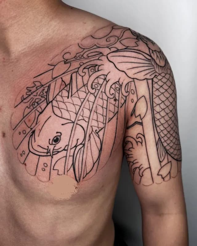 이레즈미 반팔 라인타투 잉어타투 인천타투 시흥타투 부천타투 제로타투 - 1