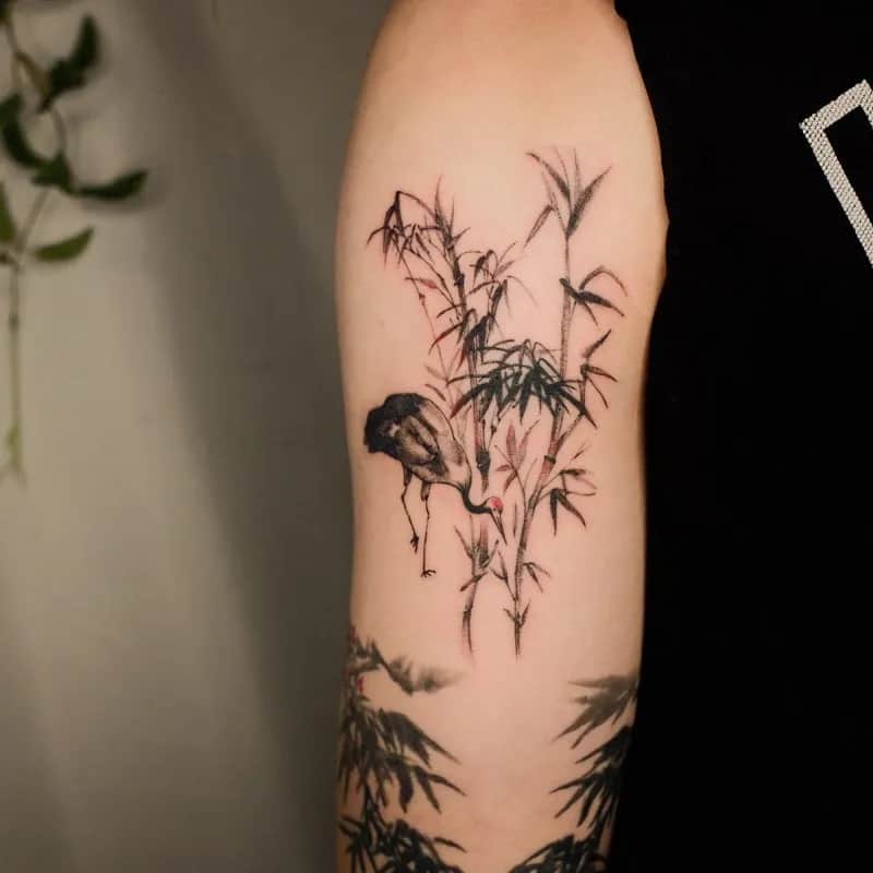 대나무와 학 팔타투 nimm_tattoo