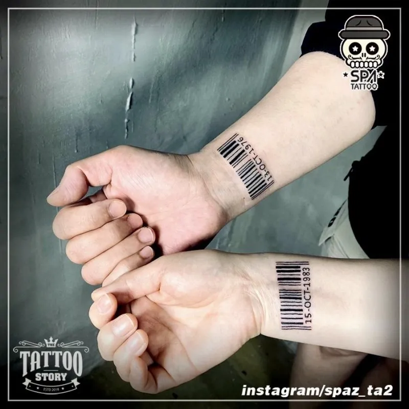손목 바코드 커플 타투 - 1
