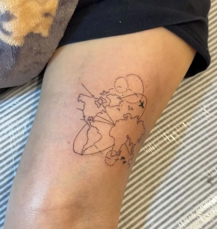 세계지도 타투,지도타투