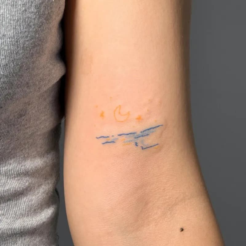 바다타투 풍경타투 달타투 파도타투 바다타투