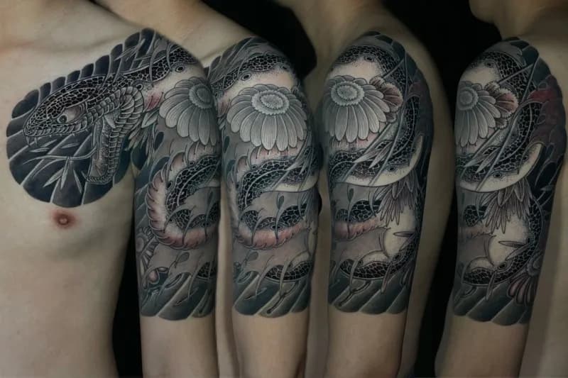 이레즈미가슴반팔타투 가슴반팔타투 이레즈미뱀 - 1