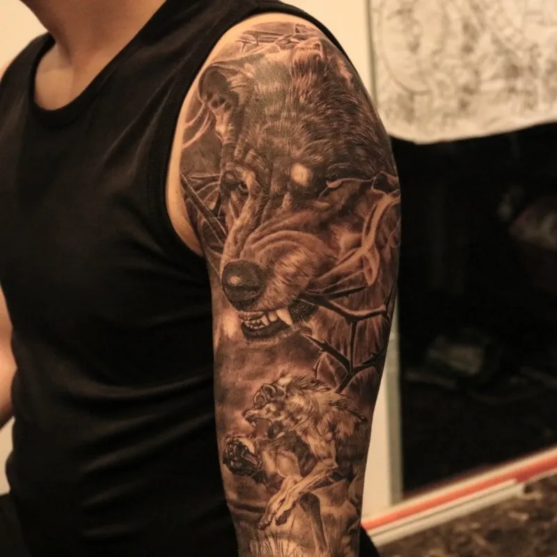 구월동 블랙엔그레이 늑대타투 - 1