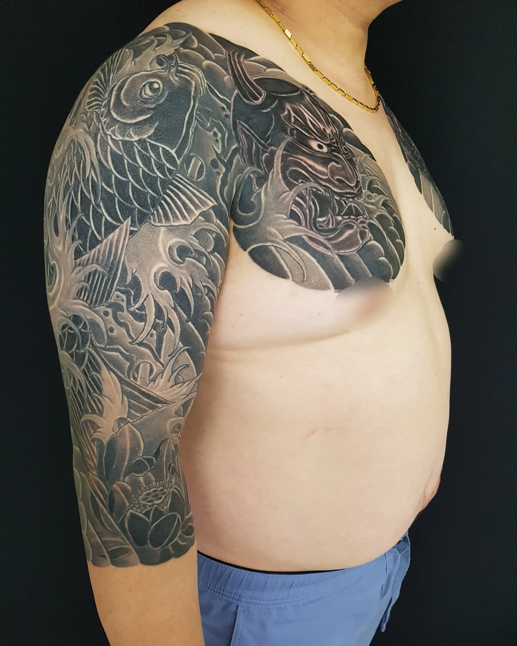 목포타투 TS타투 이레즈미 가슴칠부 잉어타투 - 1