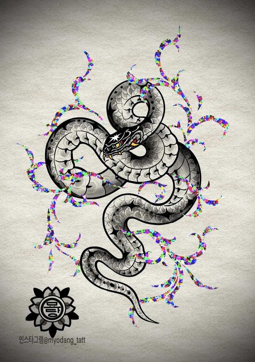 묘당타투 뱀 - 1