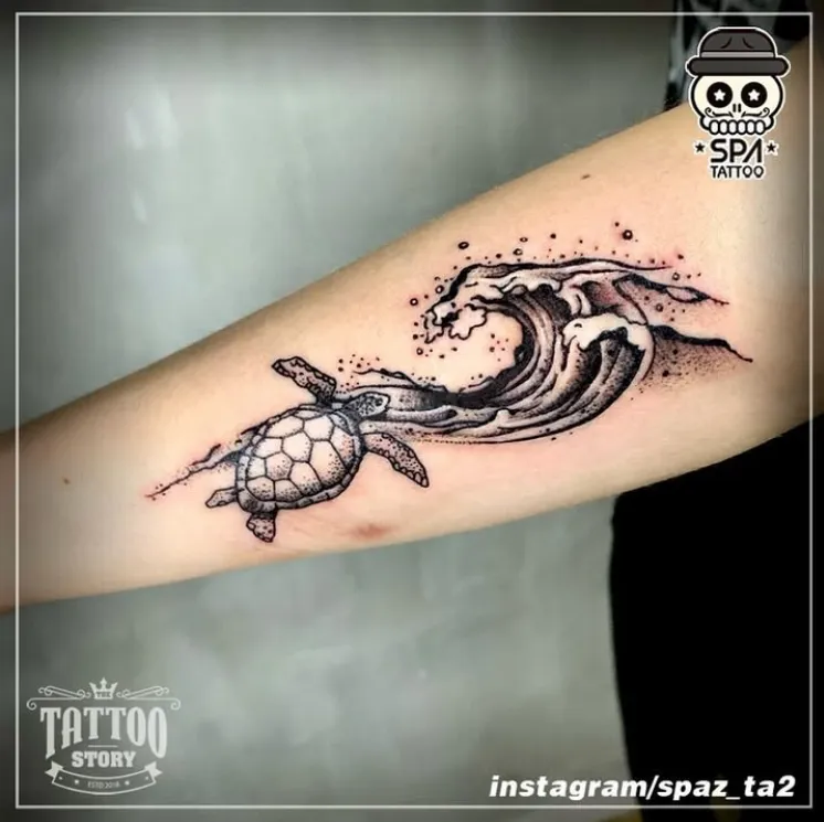거북이와 파도 타투 - 1